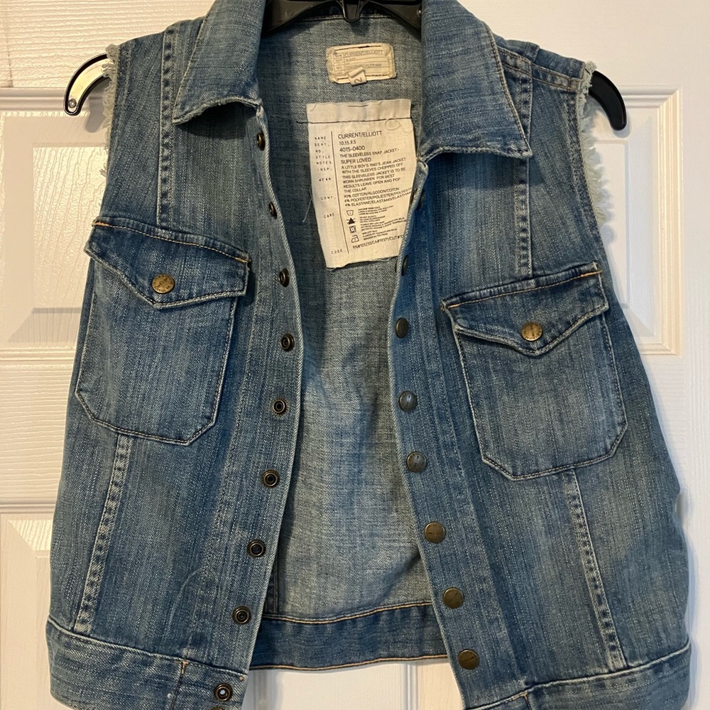 Current Elliott Distressed Denim Vest Womens Size 2